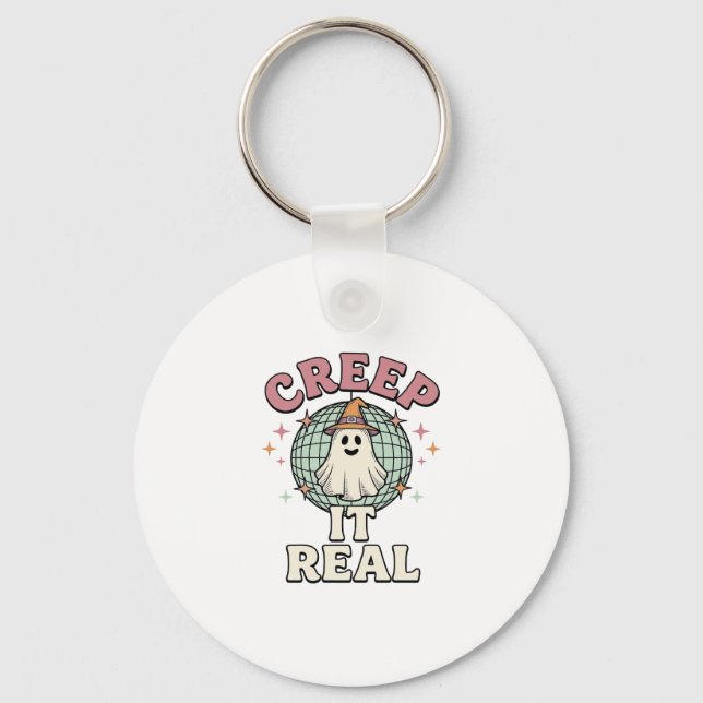 Creep It Real Ghost Disco Halloween Tröja Design_1 Nyckelring (Framsida)