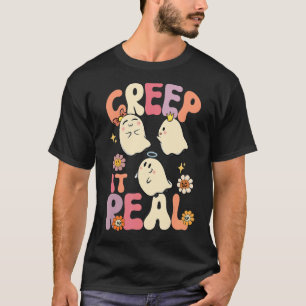 Creep It Real Ghost Halloween Costume Blommigt Gro T Shirt