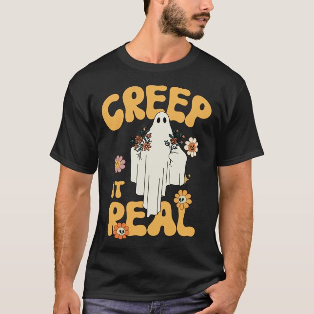 Creep It Real Ghost Halloween Costume Floral Groov T Shirt (Framsida)