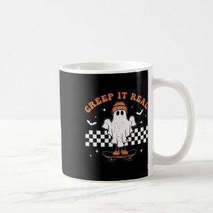 Creep It Real Ghost Skateboard Retro Cute Hallowee Kaffemugg
