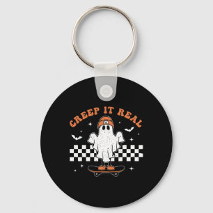 Creep It Real Ghost Skateboard Retro Cute Hallowee Nyckelring