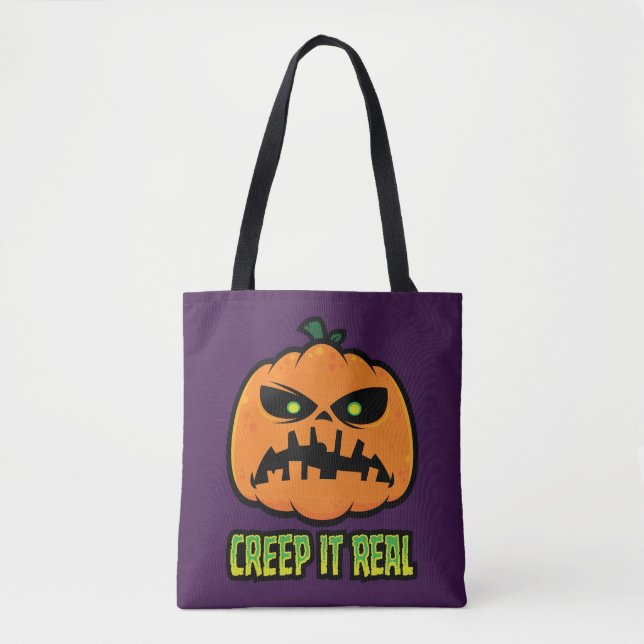 Creep It Real Grumpy Halloween Pumpa Tygkasse (Framsida)