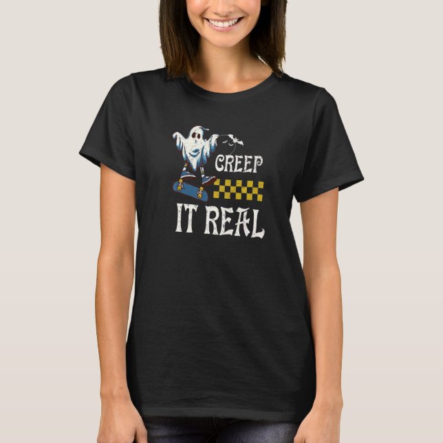 Creep It Real Halloween Creepin Ghost Boy Girl Ska T Shirt (Framsida)