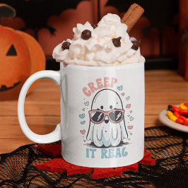 Creep It Real" Halloween Mug – Cute Ghost with Sun Kaffemugg