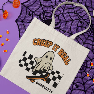 Creep It Real Halloween Skateboarding Ghost Namn Tygkasse