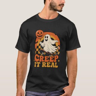Creep It Real Halloween Spökskateboard T Shirt