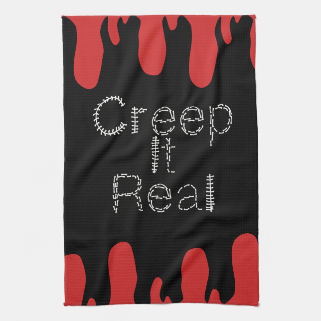 Creep it Real Handritad Font Blod Halloween    Kökshandduk (Vertikal)