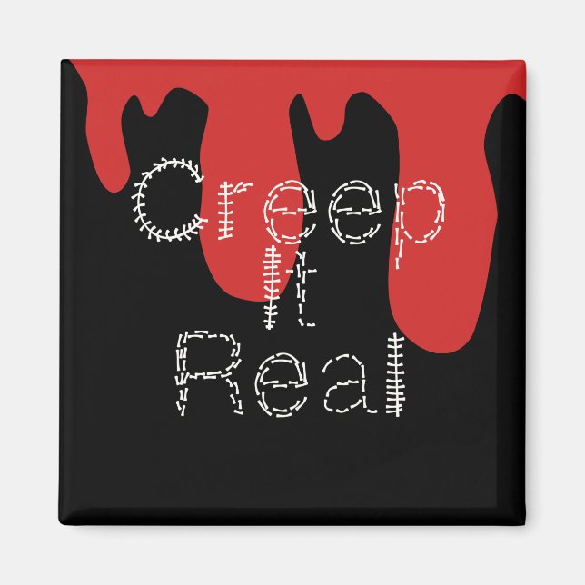 Creep it Real Handritad Font Blod Halloween   Magnet (Framsidan)