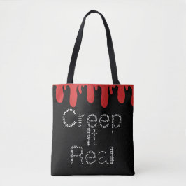 Creep it Real Handritad Font Blod Halloween   Tygkasse