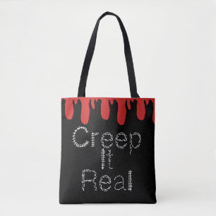 Creep it Real Handritad Font Blod Halloween Tygkasse