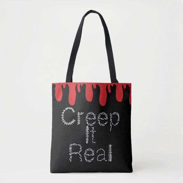Creep it Real Handritad Font Blod Halloween   Tygkasse (Framsida)