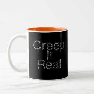 Creep it Real Handritad Halloween-teckensnitt Två-Tonad Mugg