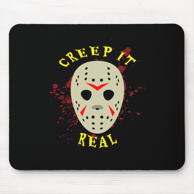 Creep It Real Hockeymask Halloween Skräck  Musmatta (Framsidan)