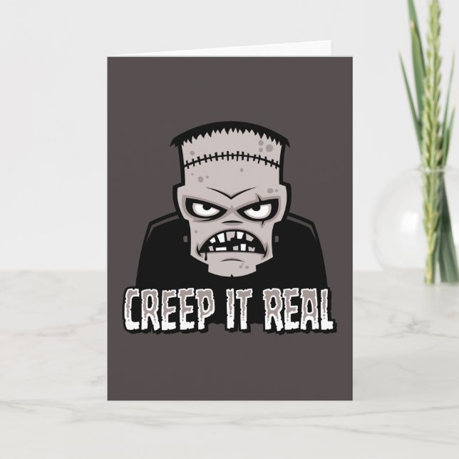 Creep It Real Klassisk Skräck Frankenstein Design Kort (Framsida)