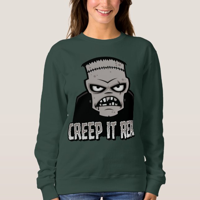 Creep It Real Klassisk Skräck Frankenstein Design T Shirt (Framsida)