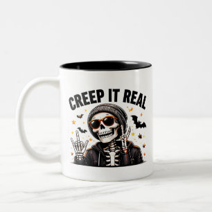 Creep It Real Roligt Coolt Skelett Halloween Två-Tonad Mugg