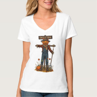 Creep It Real Scarecrow Pumpa Halloween Design T Shirt