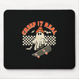 Creep It Real Skateboarding Retro Halloween Spöke Musmatta