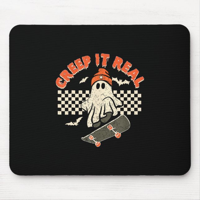 Creep It Real Skateboarding Retro Halloween Spöke  Musmatta (Framsidan)