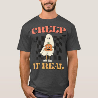Creep It Real Spooky Ghost Groovy Hippie Pumpkin H T Shirt