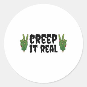 Creep It Real Zombie Hand Halloween Zombie Runt Klistermärke