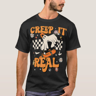 Creep Real Retro Halloween fest Funny Ghost Sk T Shirt