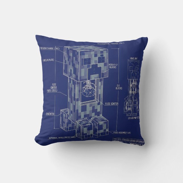 Creeper Blueprint | Vintage Schematic | Engineerin Kudde (Framsida)