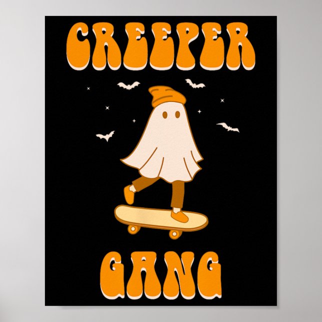 Creeper Gang Ghost Skateboard Roligt Halloween Ska Poster (Framsidan)