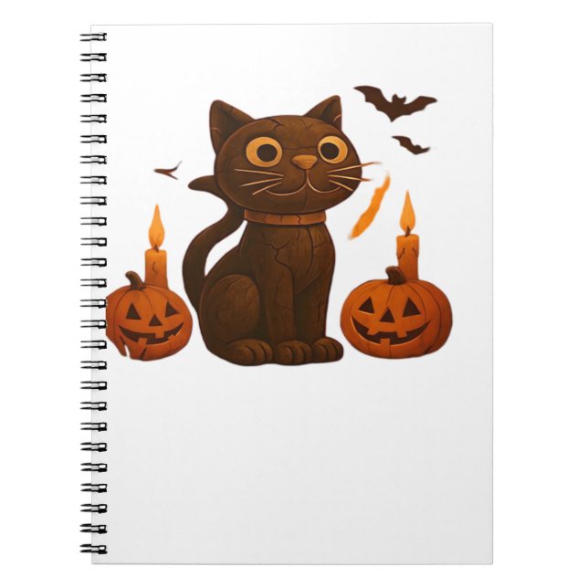 Creeper Pumpkin Cat Halloween Gift Oversized T-Shi Anteckningsbok (Framsidan)