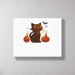 Creeper Pumpkin Cat Halloween Gift Oversized T-Shi Canvastryck