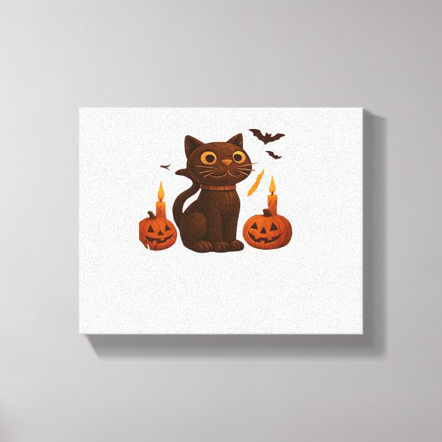 Creeper Pumpkin Cat Halloween Gift Oversized T-Shi Canvastryck (Framsida)