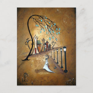 Creeper Village Whimsical Postcard Vykort