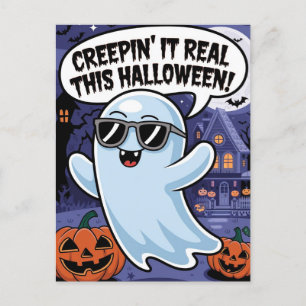 Creepin är det här Halloween Funny Boo Vykort