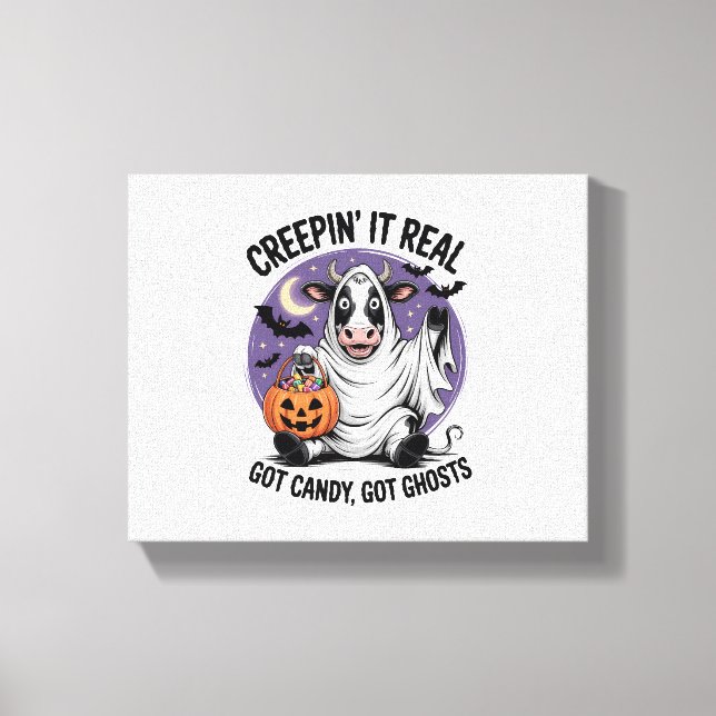 Creepin’ Cow Halloween Canvastryck (Framsida)
