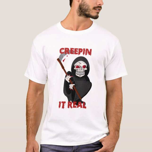Creepin den skrämmande skallhalloween marmardrömma t shirt (Framsida)