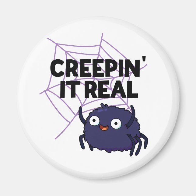 Creepin Det är riktigt roligt Halloween Spider Pun Magnet (Framsidan)