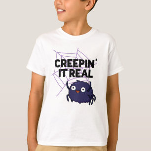Creepin Det är riktigt roligt Halloween Spider Pun T Shirt