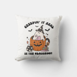 Creepin’ It Real cute Retro Halloween Teacher Kudde