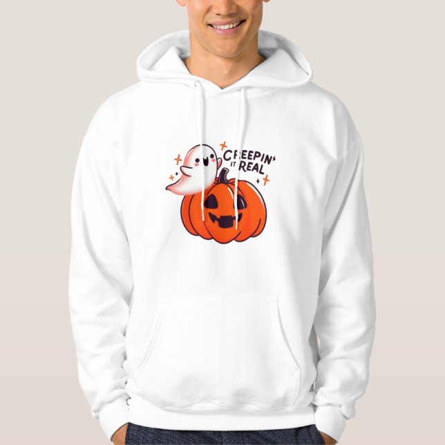 Creepin’ it Real - Friendly Ghost & Pumpkin Hoodie (Framsida)