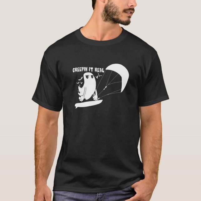 Creepin It Real Ghost Kiteboard Kiter T Shirt (Framsida)