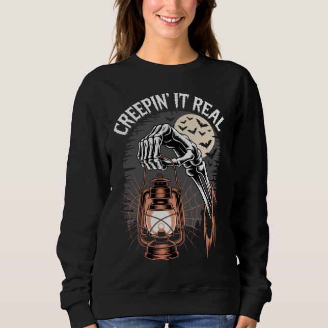 Creepin It Real Gothic Halloween Lantern T Shirt (Framsida)