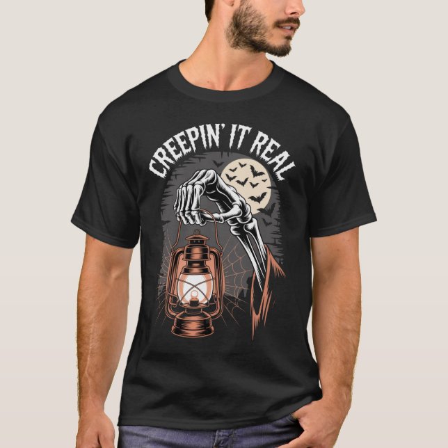 Creepin It Real Gothic Halloween Lantern T Shirt (Framsida)