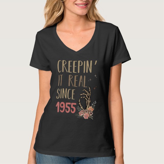 Creepin It Real Halloween Retro 1955 Holiday Spook T Shirt (Framsida)