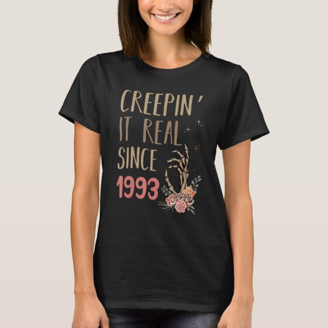 Creepin It Real Halloween Retro 1993 Helgdag Birth T Shirt (Framsida)