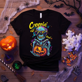 Creepin’ it Real - Lusnyt Spooky Halloween Skeleto T Shirt