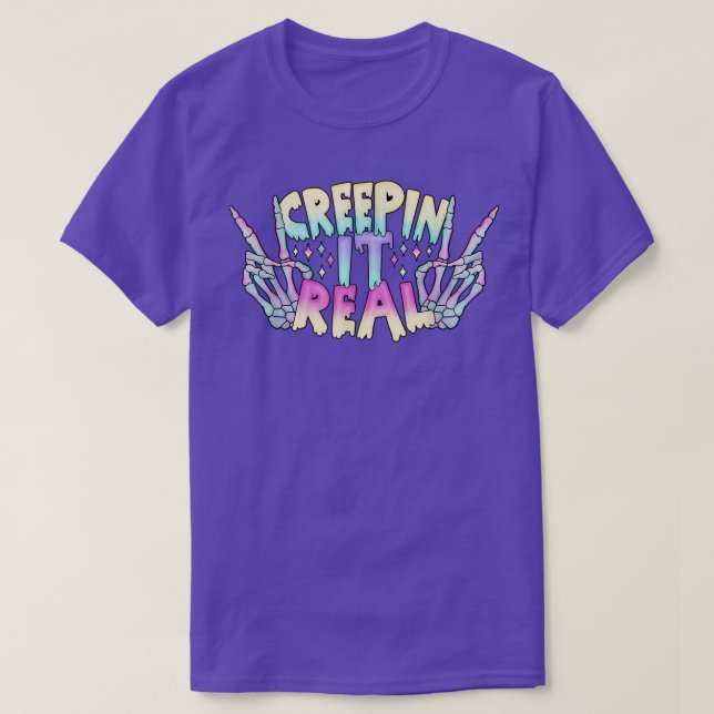 Creepin it Real Pastel Goth Aesthetic Skeleton Han T Shirt (Design framsida)