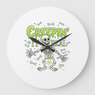 Creepin It Real Skelett Halloween Ben Spindel Nätv Stor Klocka