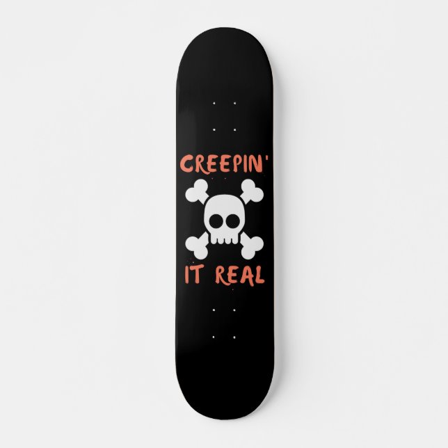 Creepin it Real Skull Mini Skateboard Bräda 18,5 Cm (Framsida)