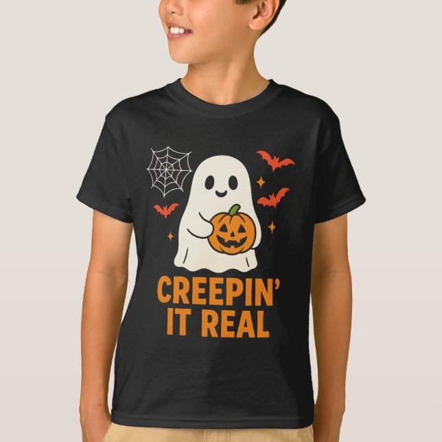 Creepin’ It Real-spöke med Halloween-konst av pump T Shirt (Framsida)