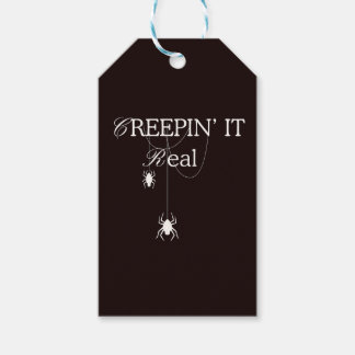 Creepin' It Real | Svart & Vit Halloween Spindel Presentetikett